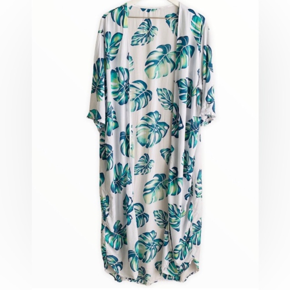 Tropical Flowy Swim Cover Up Kimono